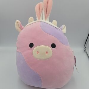 Squishmallow PATTY the COW 14" plush pink & purple BUNNY EARS Easter basket
